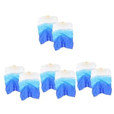 Imagem de 8 peças ventilador de dança do ventre chinês portátil dançando seda fãs yangko ventilador de seda bambu véu madeira mulher dança acessórios decorativos ventilador pano ventilador dupla face longa seda