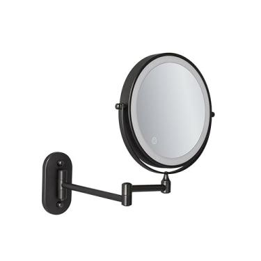 Imagem de Espelho LED de Parede com Lupa 1X 3X Recarregável via USB Rotação 360 Luz Ajustável Braço Extensível para Maquiagem Barbear e Cuidados Faciais