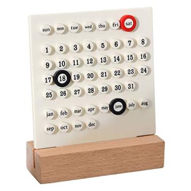Imagem de Wswqop Calendário Criativo, Marcador de Datas, Enfeites Artesanais, Presente de Aniversário, Calendário de Mesa para Escritório em Casa, Decoração, Lojas, branco, Tamanho real