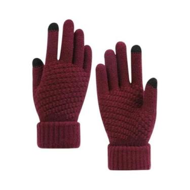 Imagem de Luvas De Inverno Grossas E Quentes De Tricô Com Tela Sensível Ao Toque