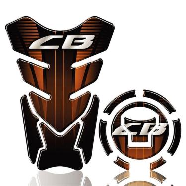 Imagem de Kit Protetor De Tanque E Bocal Adesivo Moto Honda Cb Laranja Cor Laranja
