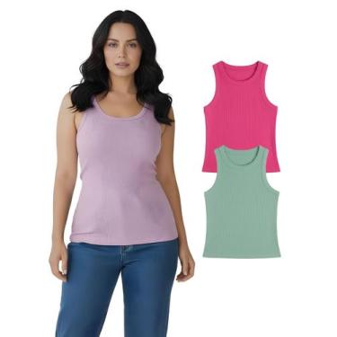 Imagem de Kit Com 2 Regatas Ribana Feminina Cores Sortidas Cor:ColoridaTamanho:G