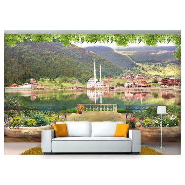 Imagem de Papel De Parede Paisagem Digital Lago Varanda  Dah59