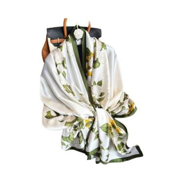 Imagem de Lenço De Seda Luxuoso Feminino 180x90CM Estampa Fashion Xale Longo Pro