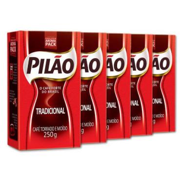Imagem de Café Pilão Torrado e Moído Tradicional 5 Pacotes de 250g
