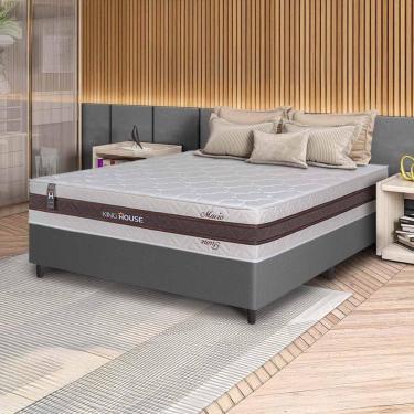 Imagem de Cama Box Mali Molas Ensacadas Casal 138x188 Cinza King House