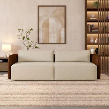 Imagem de Sofá Living Sala de Estar Abel 240cm Bipartido pés de Madeira PU/Velud