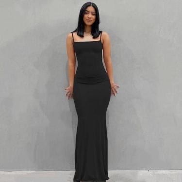 Imagem de Vestido Maxi De Cetim Sem Mangas E Costas Descobertas Para Mulheres, E