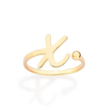 Imagem de Anel Rommanel Letra Ajustável Folheado a Ouro 513440, Dourado, 14