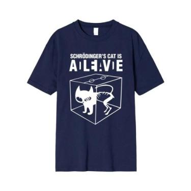 Imagem de Camiseta Masculina 100% Algodão Com Estampa Do Gato De Schrodinger, Ma