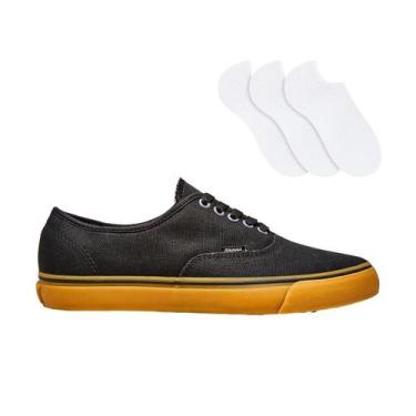Imagem de Kit Tênis Rainha Mont Car V Unissex + 3 Pares de Meias Brancas, Preto,