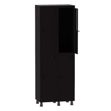 Imagem de Armário Guarda Volume Locker Roupeiro 2 Vãos 4 Portas Aço GRP502/4 Pre