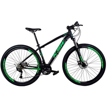 Imagem de Bicicleta Aro 29 KSW 27V Câmbios Shimano Alivio 7.0 Freio Hidraulico Cubo K7 Suspensão C/Trava - Preto/Verde 21