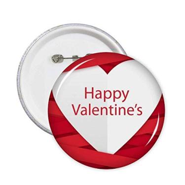 Imagem de Emblema de botão com listras vermelhas Happy Valentine's Day 5 peças