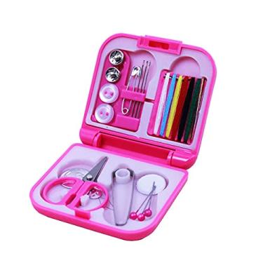 Imagem de Mini Kit De Costura Para Viagem Mão Agulha Linha Tesoura - Rosa