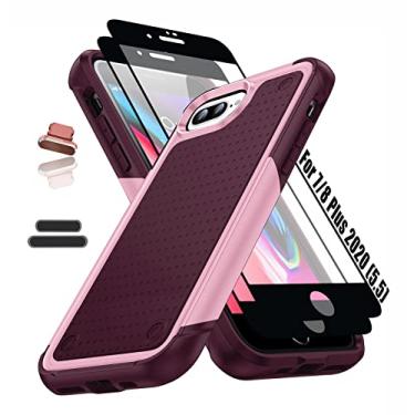 Imagem de ymxdmd Capa resistente para Apple iPhone 7 Plus/8 Plus de 5,5 polegadas, 4 cantos com airbags [proteção contra quedas de 3,6 m], capa antiderrapante texturizada com suporte para amortecedor,