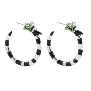 Imagem de Brincos de cobra coral Beetlejuice - Brincos de argola de suco de besouro terrível - Mercadoria de fantasia de minhoca da areia para mulheres - fantasia feminina de Halloween, Zinco, Sem pedra