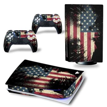 Imagem de Skin Sticker for PS5 Console and Wireless Controller, Protective Vinyl Decal US Flag Cover Wrap for Disc Edition