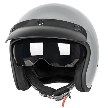 Imagem de Yesmotor Capacete De Motocicleta Retrô Aberto 3/4 Vespa Vintage Para Moto, Motoneta, Cruiser, Bobber E Chopper - Aprovado Pela Dot