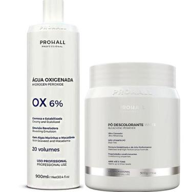 Imagem de Kit Prohall Pó Descolorante White Clareia Volumes Emulsão Pexórido Agu