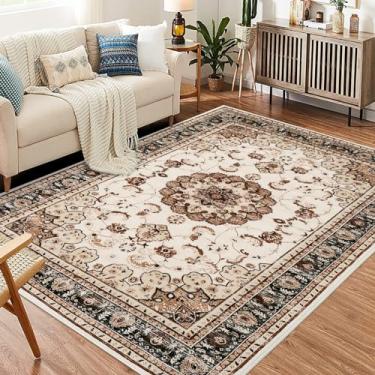 Imagem de Garvee Tapete vintage Boho 2,5 x 3,5 m, lavável na máquina, tapete medalhão cinza com suporte de borracha antiderrapante, tapete macio de pilha baixa para sala de estar, quarto, sala de jantar