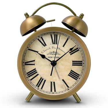 Imagem de Maxspace Despertador de sino duplo, despertador duplo de 15 cm com luz de fundo alto para pessoas com sono pesado, relógio de mesa pequeno para mesa de cabeceira, funciona a bateria (Shatong - Roman)