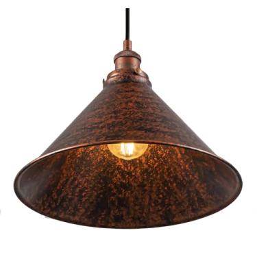 Imagem de Luminária pendente de fazenda de 35 cm, luminária pendente rústica pendurada para ilha de cozinha, luminária de teto com acabamento pintado antigo