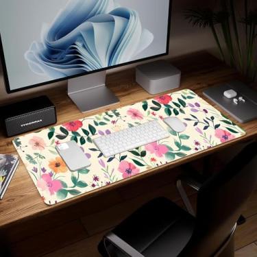 Imagem de Tapete de mesa de couro astronauta, mouse pad de arte colorida grande teclado de computador para jogos, protetor e capa de mesa à prova d'água, tapete decorativo de couro PU para laptop, decoração de
