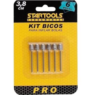 Imagem de Kit 6 Bicos P/Encher Inflar Bola Boia Aço inox Metal Piscina Mangueira Bomba De Ar Rosqueável Balão