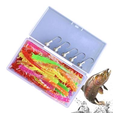 Imagem de Iscas de pesca de robalo, macio realista com equipamento de cabeça de gabarito - Isca de pesca de carpa de robalo artificial, para água salgada, água doce, lago, barco, caiaque, costa, truta, carpa