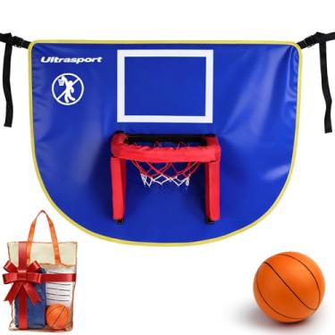Imagem de Conjunto de cesta de basquete infantil com bola de espuma macia e alças ajustáveis, 90 cm x 65 cm, fácil configuração interna/externa, para diversão em casa, jardim de infância e trampolim, ótimo