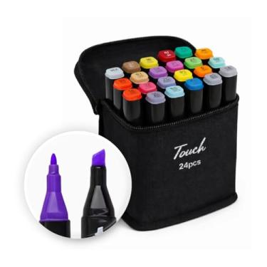 Imagem de Caneta Marcador Para Colorir Desenho Profissional 24, 36, 48, 60, 80, 100, 120, 168 Cores Conjunto De Canetinhas Pontas Duplas Codificados por Cores Vivas para Desenho (24)
