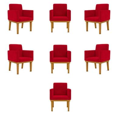 Imagem de Kit 7 Poltronas Decorativa Reforçada Balaqui Decor Vermelha