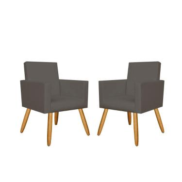 Imagem de Kit 02 Poltronas Courino Cinza