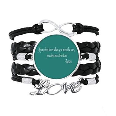 Imagem de OFFbb-USA Pulseira Qoutes de cura com frases de estrela lágrima torcida acessório de amor pulseira de couro torcido para presente