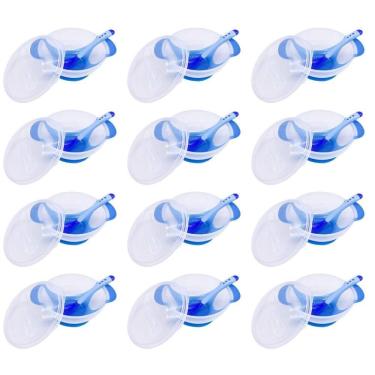 Imagem de Prato e Colher Refeição Infantil Azul Libaby -  Kit com 12 Unidades