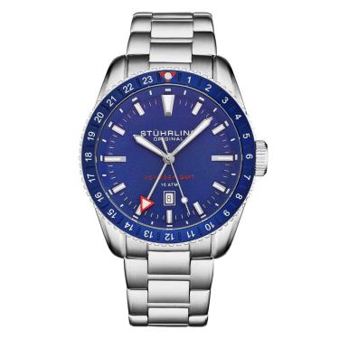 Imagem de Relógio Masculino Stuhrling GMT 4017 Quartzo 42mm, Prata e Azul