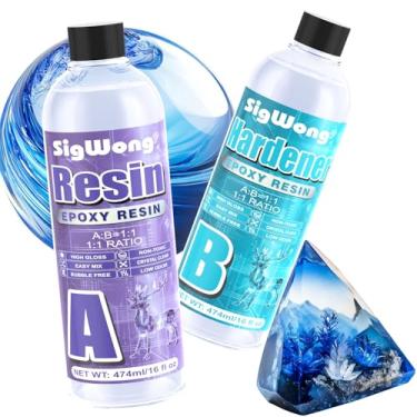 Imagem de Kit de revestimento de cristal transparente de resina epóxi de 118 ml – 2 peças de resina fundida para arte, artesanato, fabricação de joias, mesas de rio, luvas de borracha bônus, copos de medição, bastões de madeira e conta-gotas