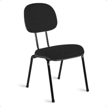Imagem de Cadeira Secretária Fixa de Escritório Preta Ergonômica Estofada Estrutura 7/8 Madeira e Espuma Injetada D45 - Home Gourmet