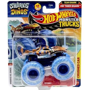 Imagem de Hot Wheels Monster Trucks Sharks vs Dinos, 1:64 Scale Die-Cast Vehicle Collection, 2025 Edition (2/8 Team Shark Tiger Shark)
