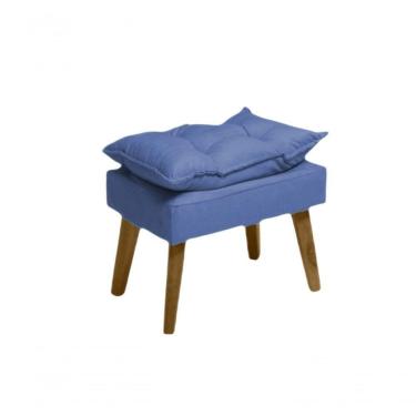 Imagem de Puff Banqueta Decorativa Glamour Com Pés Quadrado Azul Marinho
