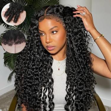 Imagem de Perucas de cabelo humano encaracolado birmanês 4c Edges cabelo humano 13x6 HD perucas frontais de renda pré-arrancadas com extremidade em espiral 250% densidade peruca de cabelo humano com bordas