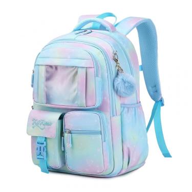 Imagem de Mochila escolar PIG PIG GIRL azul para meninas, 21,8 L, múltiplos compartimentos
