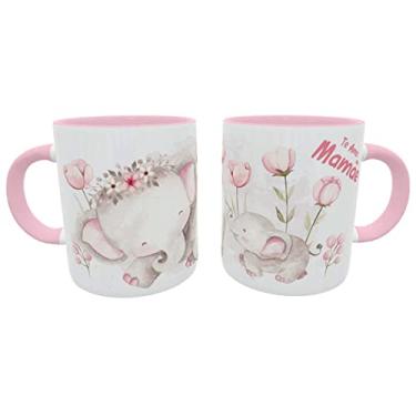 Imagem de Caneca Mãe Elefante Kawaii Presente Dia das Mães cor:Rosa