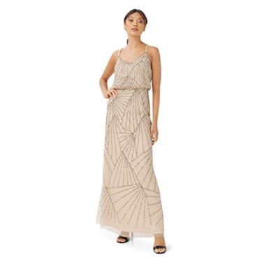 Imagem de Adrianna Papell Vestido feminino com contas, Nude., 42