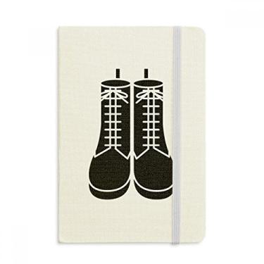 Imagem de Caderno de botas masculinas pretas com estampa de botas altas em tecido oficial capa dura diário clássico