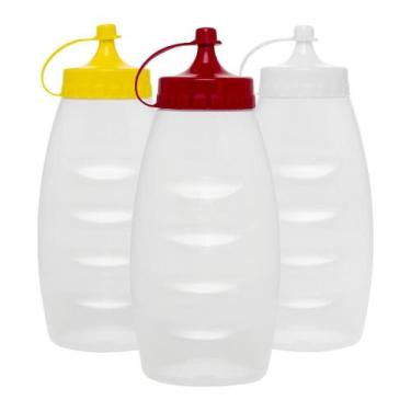 Imagem de Conjunto 3 Molheiras 200 ml Porta Molho Bisnaga Maionese Katchup Mosta