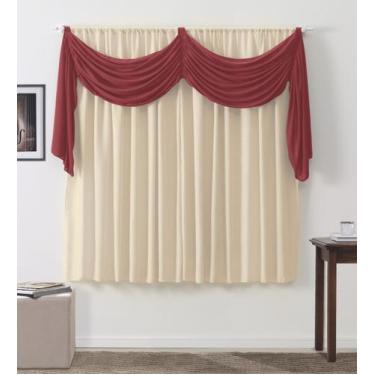 Imagem de Cortina Veneza 2,00x1,70m Marfim e Bordô - Vivarti