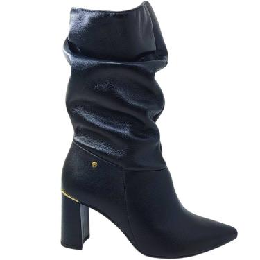 Imagem de Bota Feminina Cano Médio Casual Dia a Dia Trabalho Passeio Salto Alto Bico Fino Tanara T8372