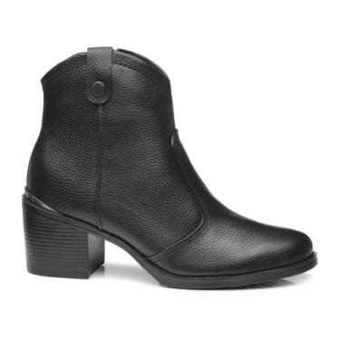Imagem de Bota Pegada Feminina Couro Country 280309 Salto 6.5cm, Preto, 37, Femi